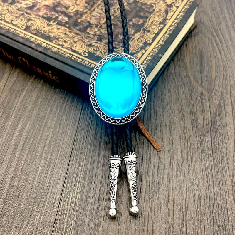 QUKE Stone Bolo Tie Native Western Cowboy Hand-woven Leather Bola Tie Necktie for Men Women - Image 5